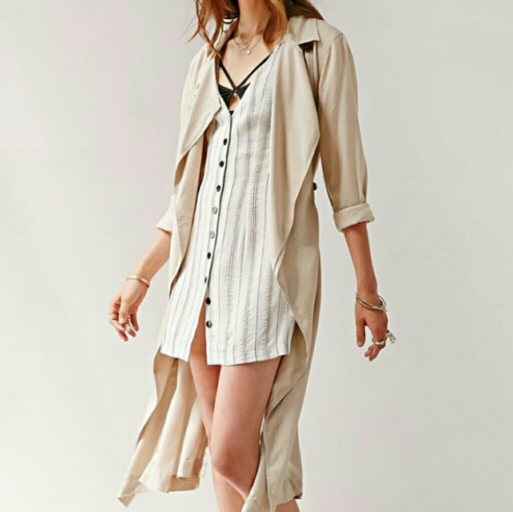 BDG crepe stripe button front dress